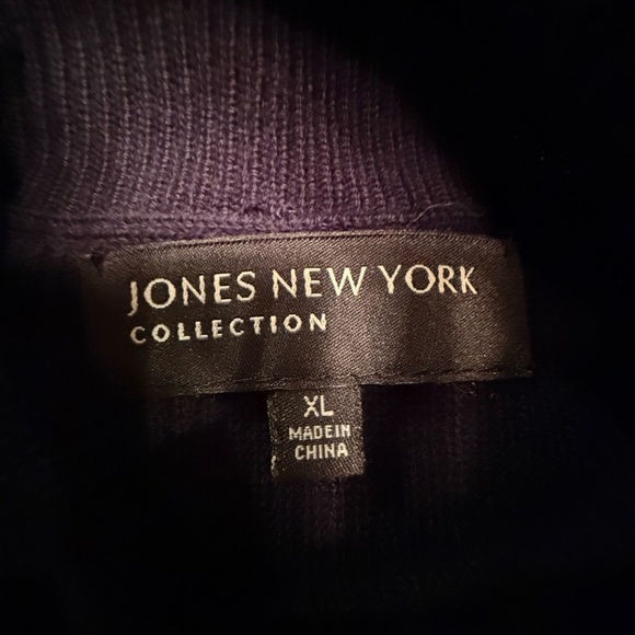 Jones New York Dark Navy Ribbed Turtleneck Tank Top Sweater Size XL - Picture 7 of 7